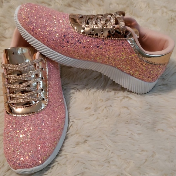 🆕️Sparkly sneakers pink and rose gold!! - Picture 2 of 4